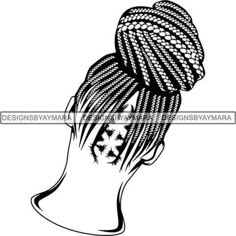 Afro Woman Braids Dreads Dreadlocks Hairstyle SVG Cut Files For Silhouette and Cricut