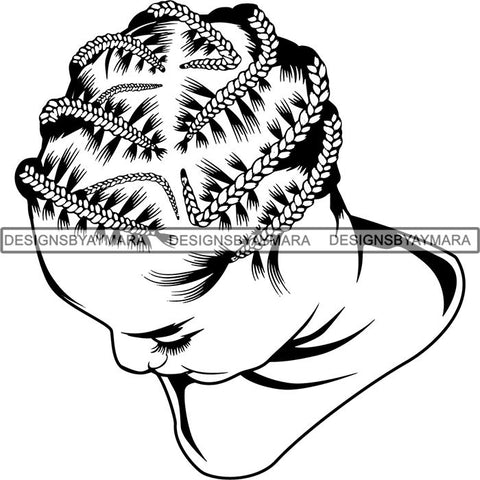 Afro Woman Braids Dreads Dreadlocks Hairstyle SVG Cut Files For Silhouette and Cricut