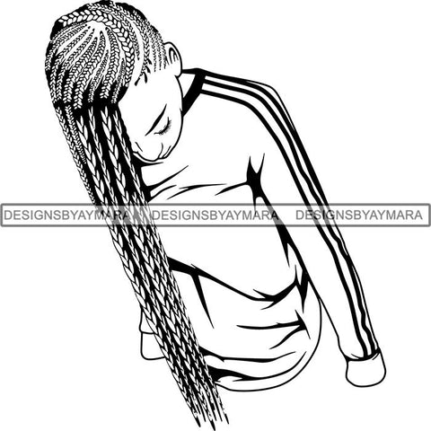 Afro Woman Braids Dreads Dreadlocks Hairstyle SVG Cut Files For Silhouette and Cricut