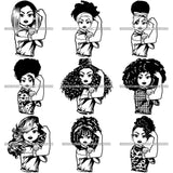 Bundle 9 Afro Strong Lola Flexing We Can Do It Woman Power .SVG Cutting Files For Silhouette Cricut and More!