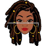 Afro Beautiful Black Woman Girl Magic Hoop Earrings Melanin Nubian Dreadlocks Locks Hairstyle SVG PNG JPG Cutting Files Silhouette Cricut More