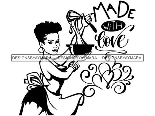 Afro Sexy Chef Woman Toque Hat Culinary Gourmet Food Occupation Dreadlocks Hair Style SVG Cutting Files For Silhouette Cricut and More