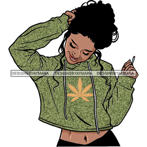 Ganja Narcotic Joint Blunt Weed Leaf Hydroponics Cannabis Woman Smoking Grass Marijuana SVG Cut Files