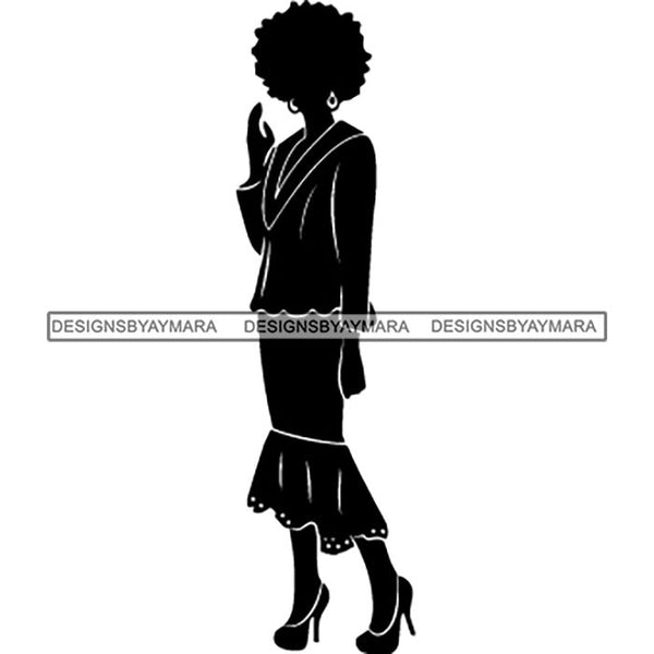 Afro Classy Church Lady Silhouette Glamour Beautiful Model SVG Files For Cutting and More!