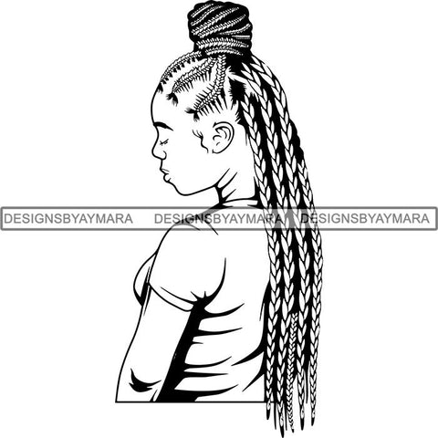 Afro Woman Braids Dreads Dreadlocks Hairstyle SVG Cut Files For Silhouette and Cricut