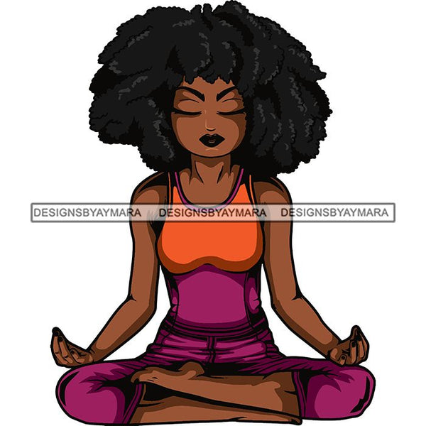 Afro Lola Meditating Yoga Relaxing .SVG Cutting Files For Silhouette Cricut and More!