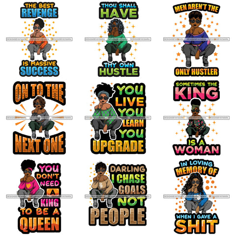 Bundle 9 Afro Lola Diva Gangster Quotes .SVG Cutting Files For Silhouette and Cricut and More!