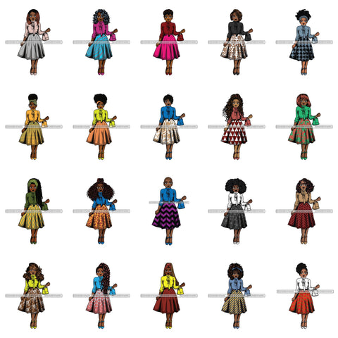 Bundle 20 Afro Lola Classy Fashion Girl Fashionable Woman .SVG Clipart Cutting Files For Silhouette and Cricut and More!