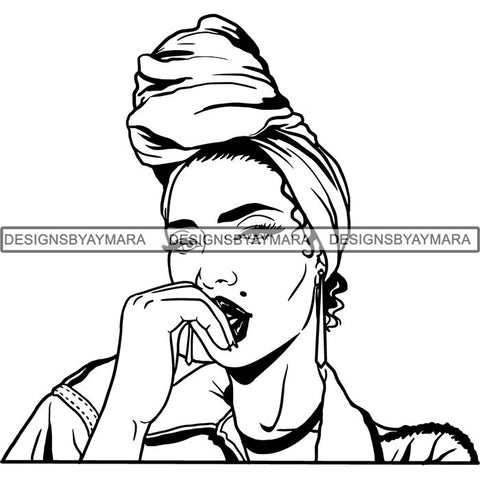 Afro Woman SVG Turban Head Wrap Cutting Files For Silhouette Cricut and More