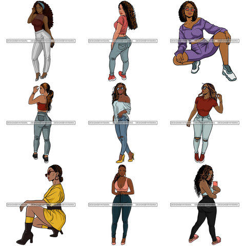 Bundle 9 Fashion Diva Glamour Afro Classy Sexy Lady SVG PNG JPG Vector Files For Cutting and More