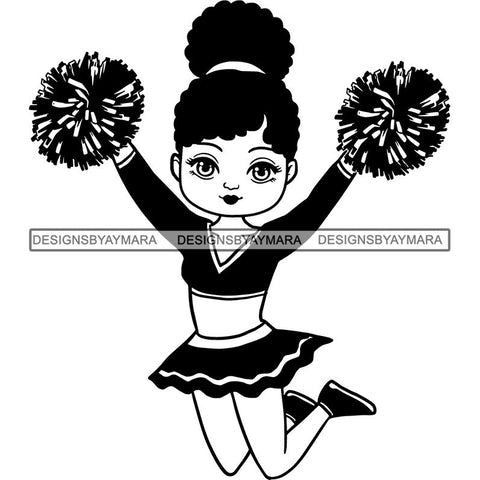 Afro Cheerleader Woman SVG Cutting Files For Silhouette Cricut and More