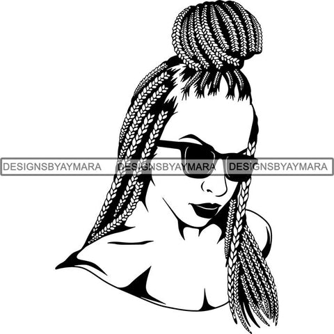 Afro Woman Braids Dreads Dreadlocks Hairstyle SVG Cut Files For Silhouette and Cricut