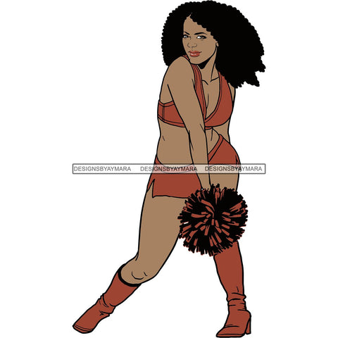 Afro Cheerleader Woman SVG Cutting Files For Silhouette Cricut and More