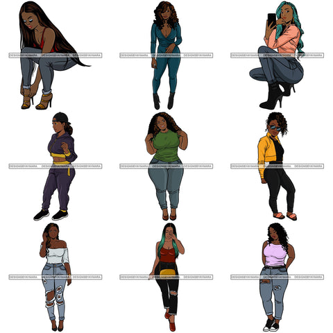 Bundle 9 Fashion Diva Glamour Afro Classy Sexy Lady SVG PNG JPG Vector Files For Cutting and More