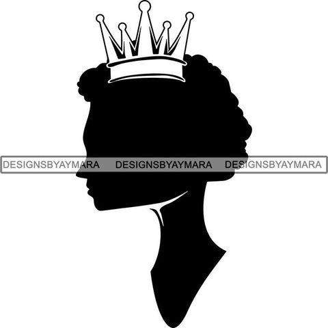 Black Afro Queen Silhouette Style SVG Cut Files