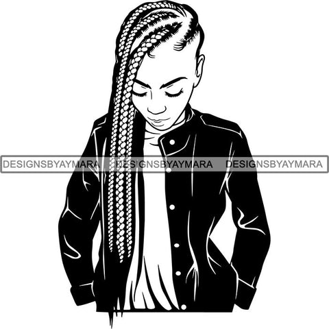 Afro Woman Braids Dreads Dreadlocks Hairstyle SVG Cut Files For Silhouette and Cricut