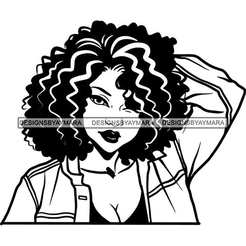 Ebony Afro Woman Nubian Melanin Brown Skin Makeup Model Glasses Accesories SVG Cut Files