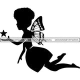 Afro Cute Baby Girl Fairy Wings Fantasy .SVG Cut Files For Silhouette Cricut and More