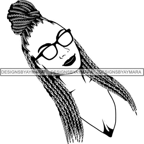 Afro Woman Braids Dreads Dreadlocks Hairstyle SVG Cut Files For Silhouette and Cricut