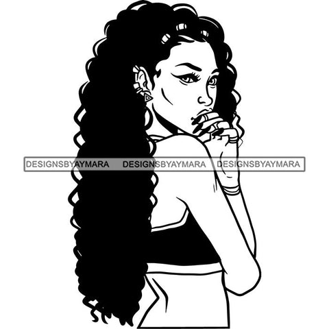 Ebony Afro Woman Nubian Melanin Brown Skin Makeup Model Glasses Accesories SVG Cut Files