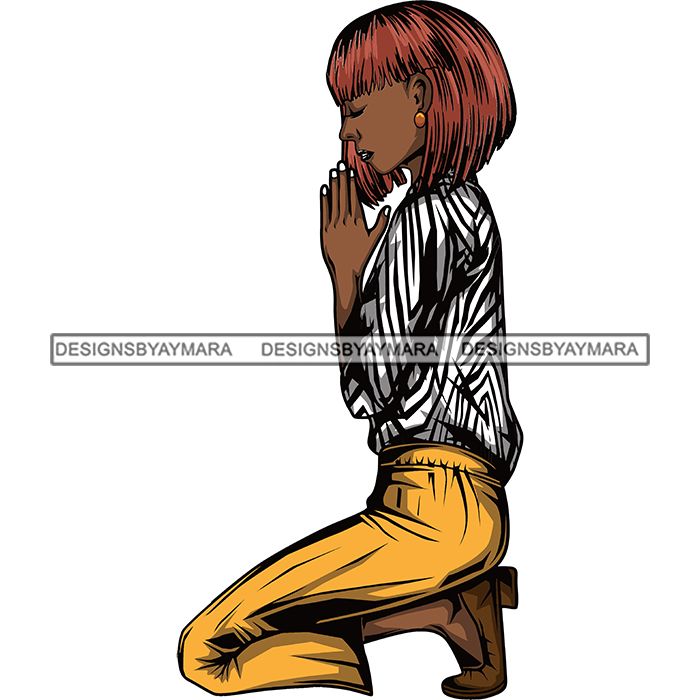 Afro Lola Woman Praying God Lord Knee Prayers Pray Believe Church .SVG ...