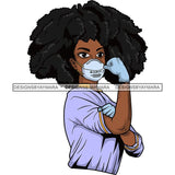 Afro Lola Nurse Doctor Save Life Hero Wearing Mask Protection Flexing Strong Medical Occupation SVG Cutting Files