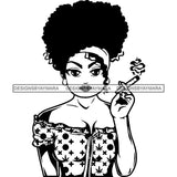 Afro Lola Smoking Pot Weed Joint Blunt Cannabis Marijuana SVG Cutting Files