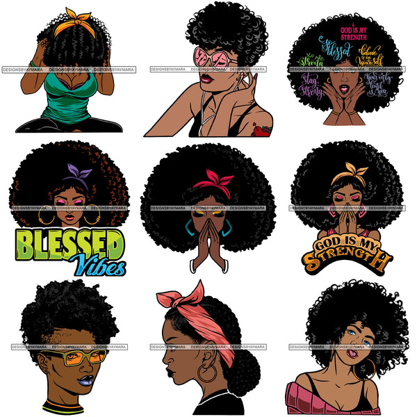 Bundle 9 Afro Boss Lady Dope Diva Glamour Hot Sellers Designs .SVG Cutting Files