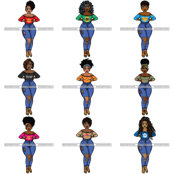 Bundle 9 Afro Lola Sassy Exotic Curvy Thick Goddess .SVG Cutting Files For Silhouette and Cricut and More!