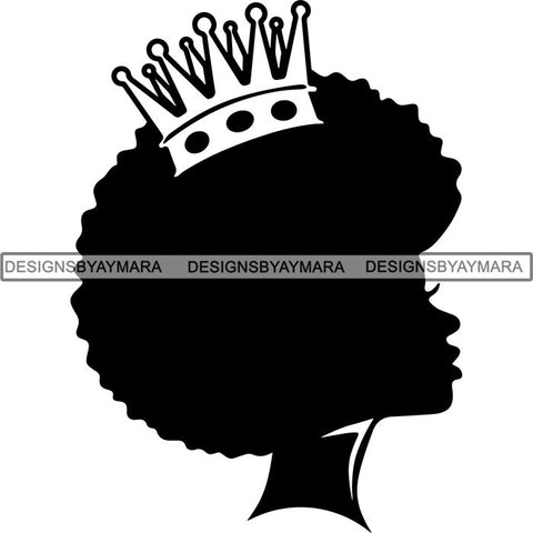 Black Afro Queen Silhouette Style SVG Cut Files