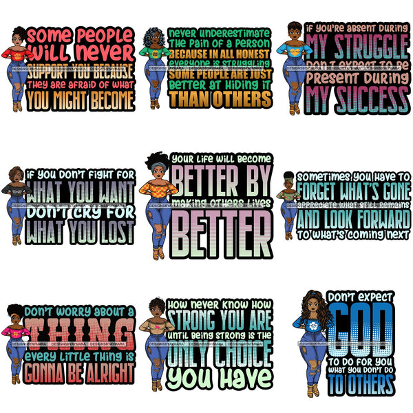 Bundle 9 Afro Lola Boss Diva Life Quotes .SVG Cutting Files For Silhouette and Cricut and More!