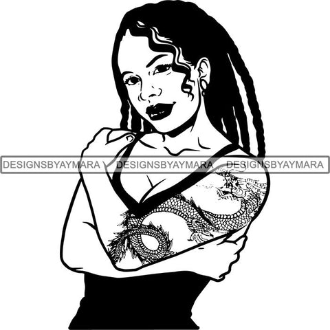 Afro Sexy Goddess Melanin Woman Queen Tattoo SVG Cut Files For Silhouette and Cricut