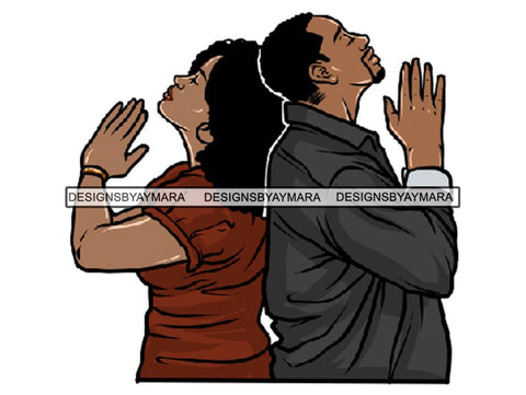 Black Couple Praying God Together PNG File For Print Not For Cutting