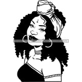 Afro Woman SVG Turban Head Wrap Cutting Files For Silhouette Cricut and More