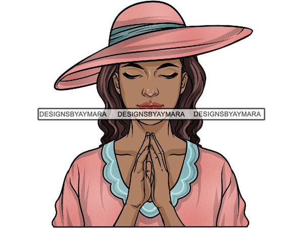 Classy Lady Praying God .PNG .JPG .SVG Clipart Perfect For Printing Not For Cutting