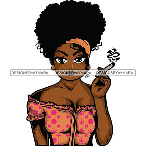 Afro Lola Smoking Pot Weed Joint Blunt Cannabis Marijuana SVG Cutting Files