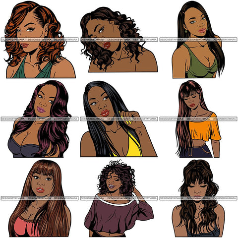 Bundle 9 Afro Melanin Popping Hair Style SVG Files For Cutting and More