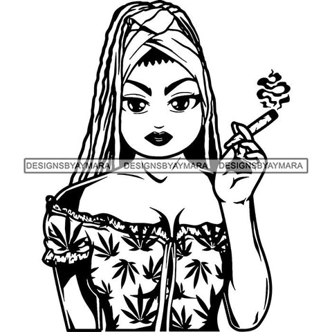 Afro Lola Smoking Pot Weed Joint Blunt Cannabis Marijuana SVG Cutting Files