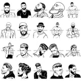 Bundle 20 Attractive Man Bearded Hipster Model Fashion Male Guy Stylish Mustache Close-up Sexy Macho Manly SVG Files For Cutting