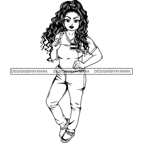 Afro Lola Nurse Medical Occupation SVG Cutting Files For Cricut Silhouette and More