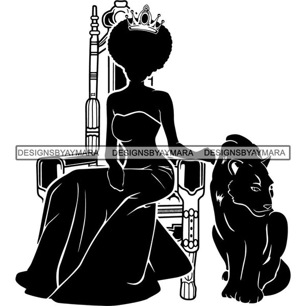Afro Queen Silhouette SVG African Goddess Cutting Files 1