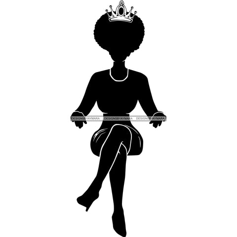 Afro Queen Silhouette SVG African Goddess Cutting Files 1