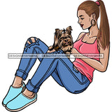 Beautiful Woman Dod Breed Yorkie Pet Animal Best Friend Mascot Goddess SVG Cutting Files