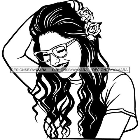 Ebony Afro Woman Nubian Melanin Brown Skin Makeup Model Glasses Accesories SVG Cut Files