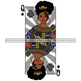 Afro Queen Lola Ace Casino Design Blackjack Poker Gambling Crown Royal SVG Cutting Files For Silhouette Cricut and More!