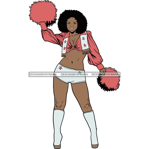 Afro Cheerleader Woman SVG Cutting Files For Silhouette Cricut and More