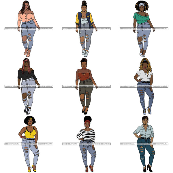 Bundle 9 BBW Thick Thigh Woman Sassy Exotic Curvy Big Bone Goddess .SVG Cutting Files For Silhouette and Cricut and More!