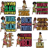 Bundle 9 Afro Lola Black History Month Quotes .SVG Clipart Vector Cutting Files For Circuit Silhouette Cricut and More!