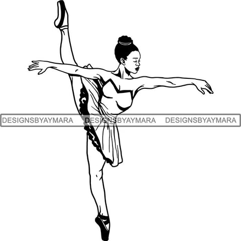 Afro Black Ballerina Woman Ballet Dancer .SVG Cut Files For Silhouette and Cricut