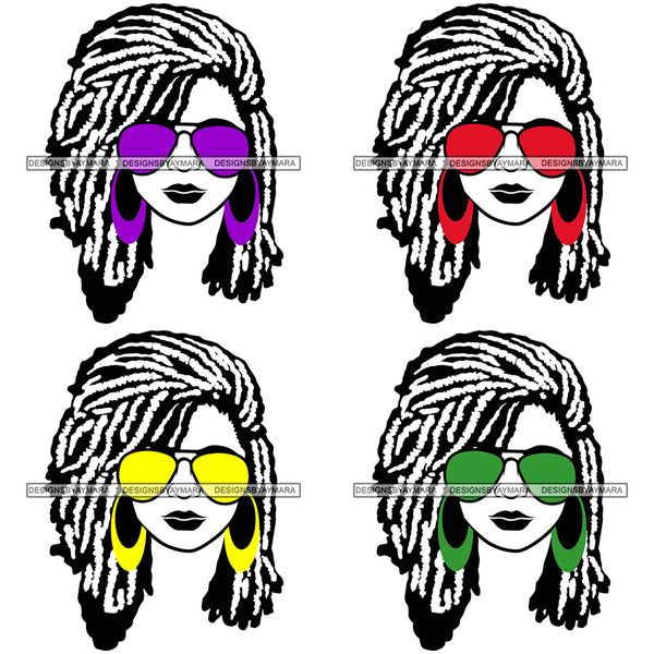 Bundle 4 Afro Lola Boss Lady Dope Diva Glamour Wearing Glasses Accesories .SVG Cut Files